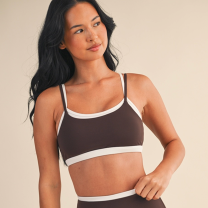 Stacy Layered Sports Bra: Chocolate