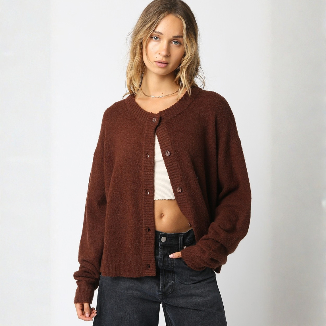 Gillian Chocolate Oversized Knit Cardigan