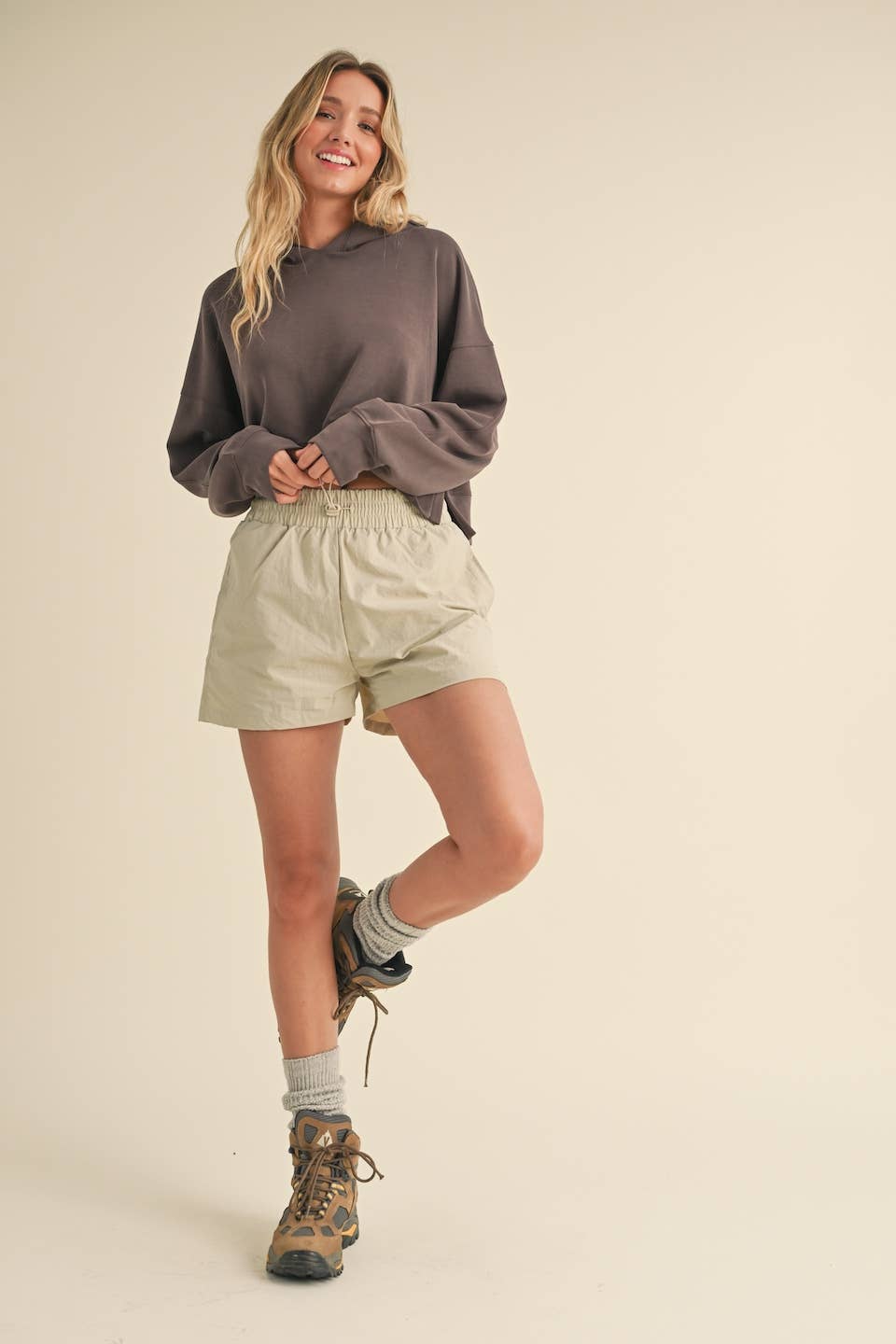 Felicity Super Soft Oversized Crop Hoodie: Chocolate