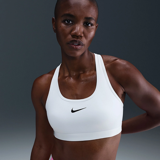 Nike Swoosh Medium-Support Non-Padded Sports Bra: White