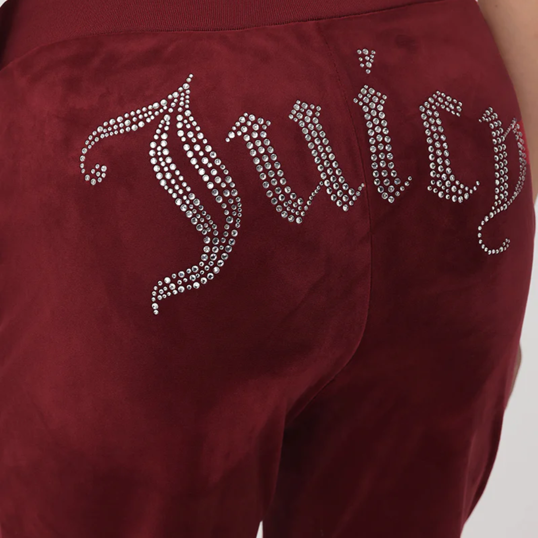 Juicy Couture - OG Big Bling Velour Track Pants: Red Dahlia
