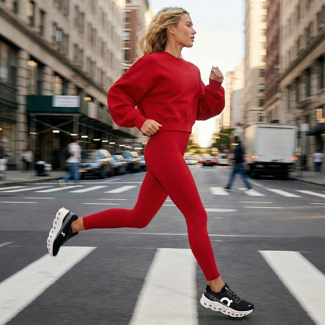 Erin Cozy Fleece Crew: Cherry