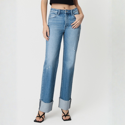 High Rise Cuffed Jeans