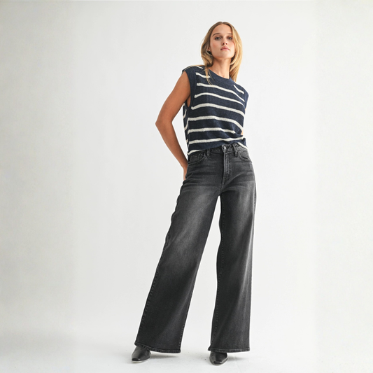 Relaxed Ultra Wide Leg Washed Black