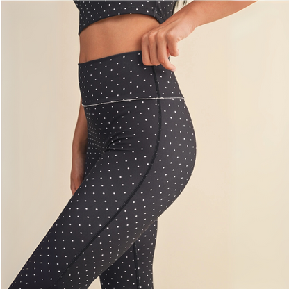 Jalen Polka Dot Yoga Pants: Black