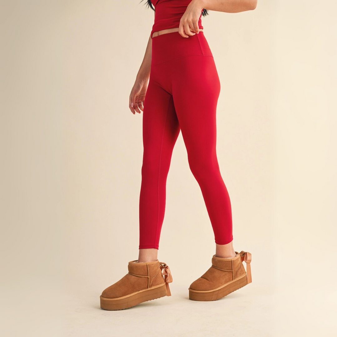 Ava High-Rise Leggings: Cherry