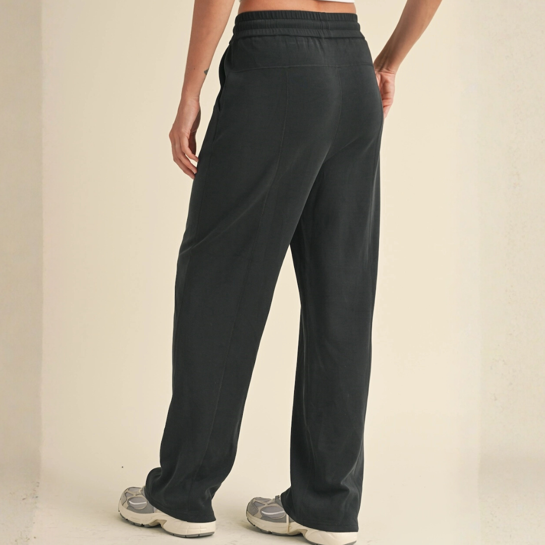 Zada Super Soft Wide Leg Sweats: Black