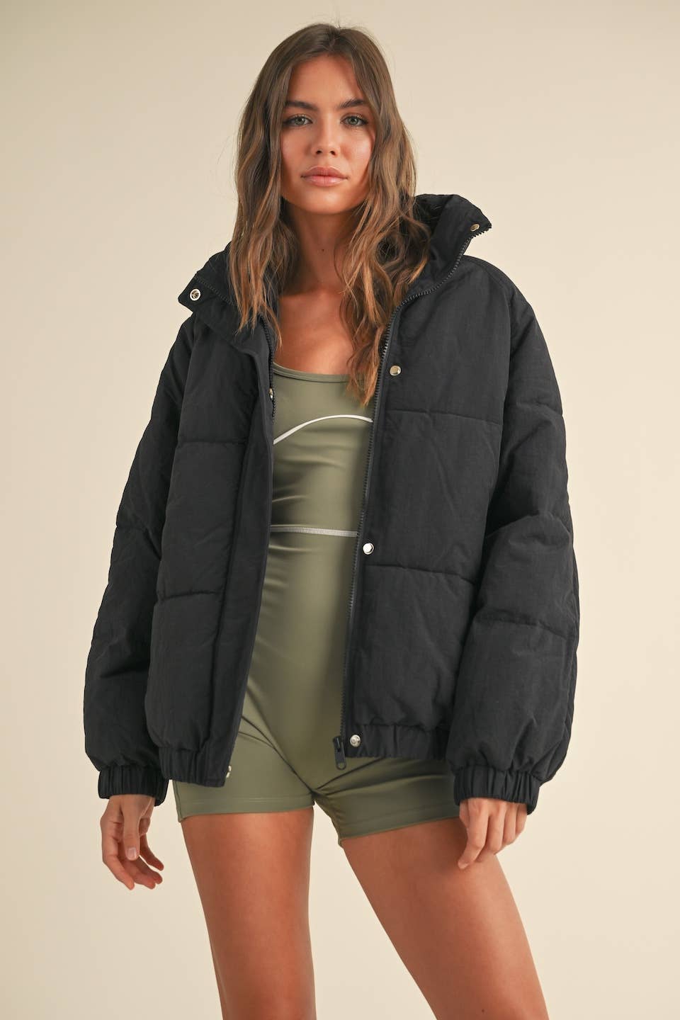 Joan Oversized Puffer Jacket: Black