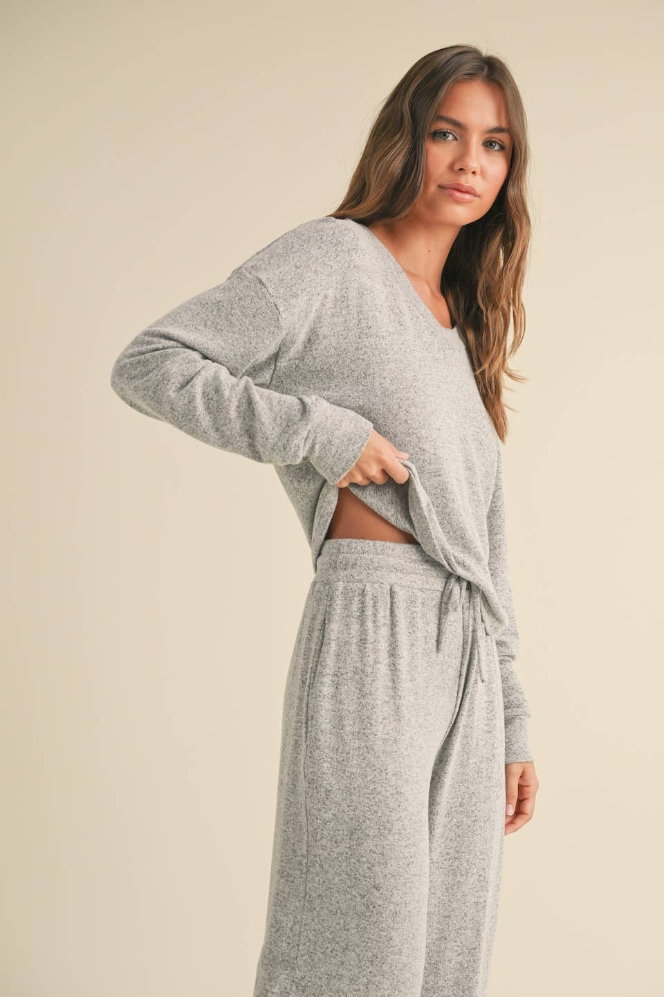 Kathi Long Sleeve Top: Grey