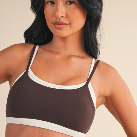 Stacy Layered Sports Bra: Chocolate
