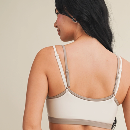 Stacy Layered Sports Bra: Cream