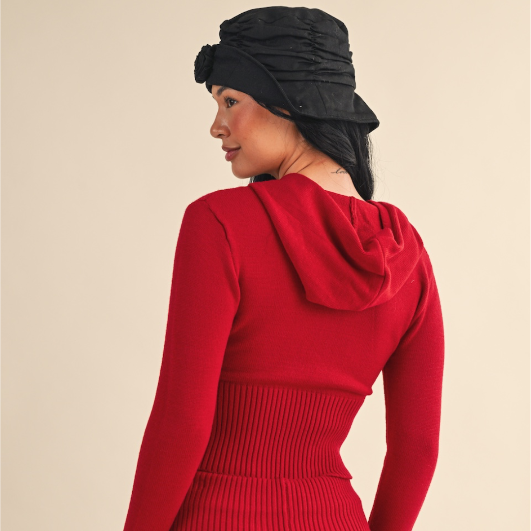 Stella Knit Zip Up: Cherry