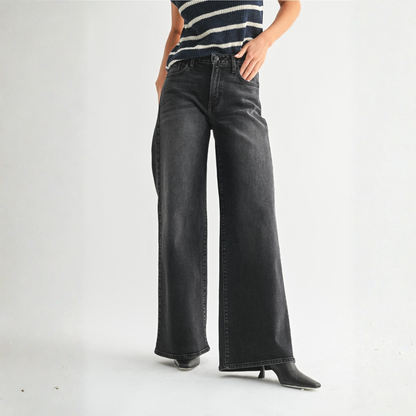 Relaxed Ultra Wide Leg Washed Black