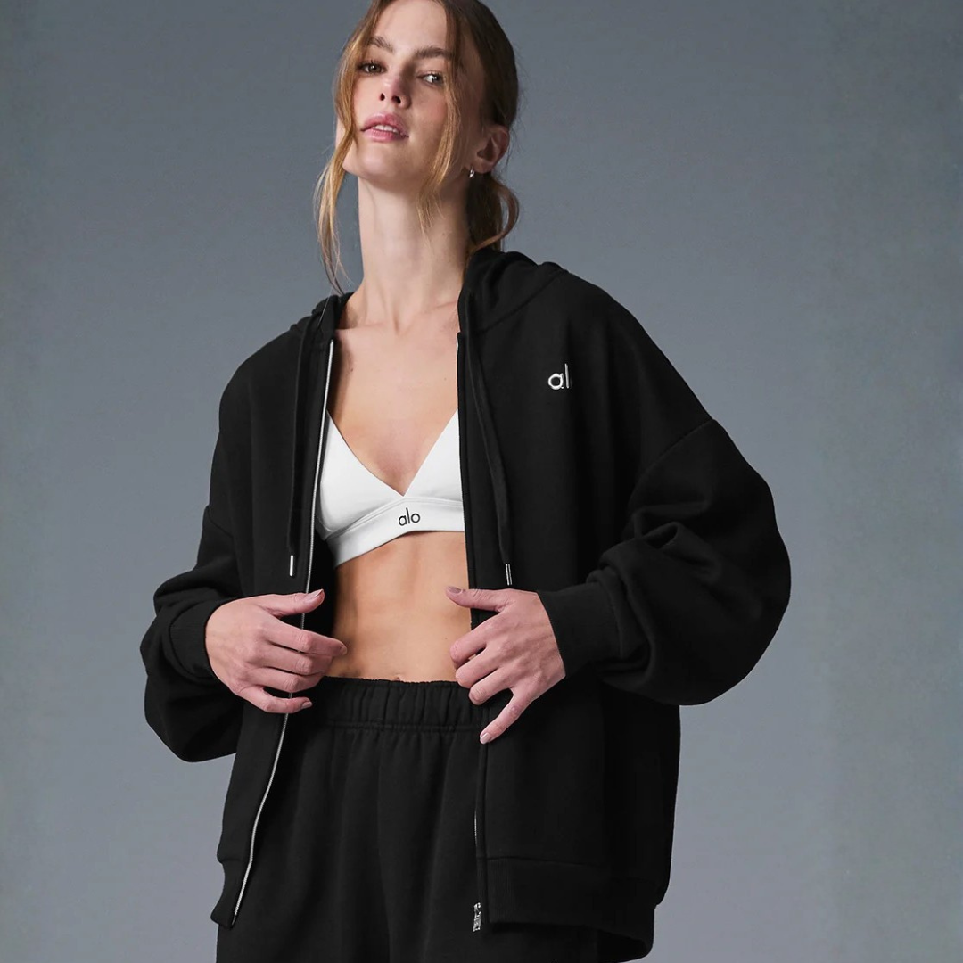 alo - Accolade Full Zip Hoodie: Black