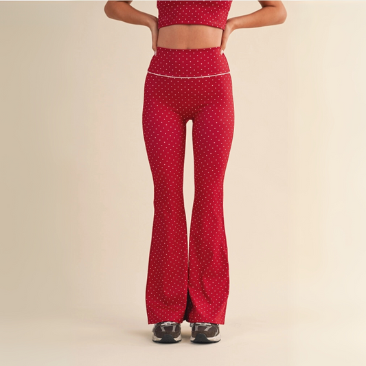 Jalen Polka Dot Yoga Pants: Cherry