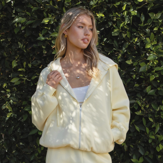 The Off Duty Zip Hoodie: Lemon Cream