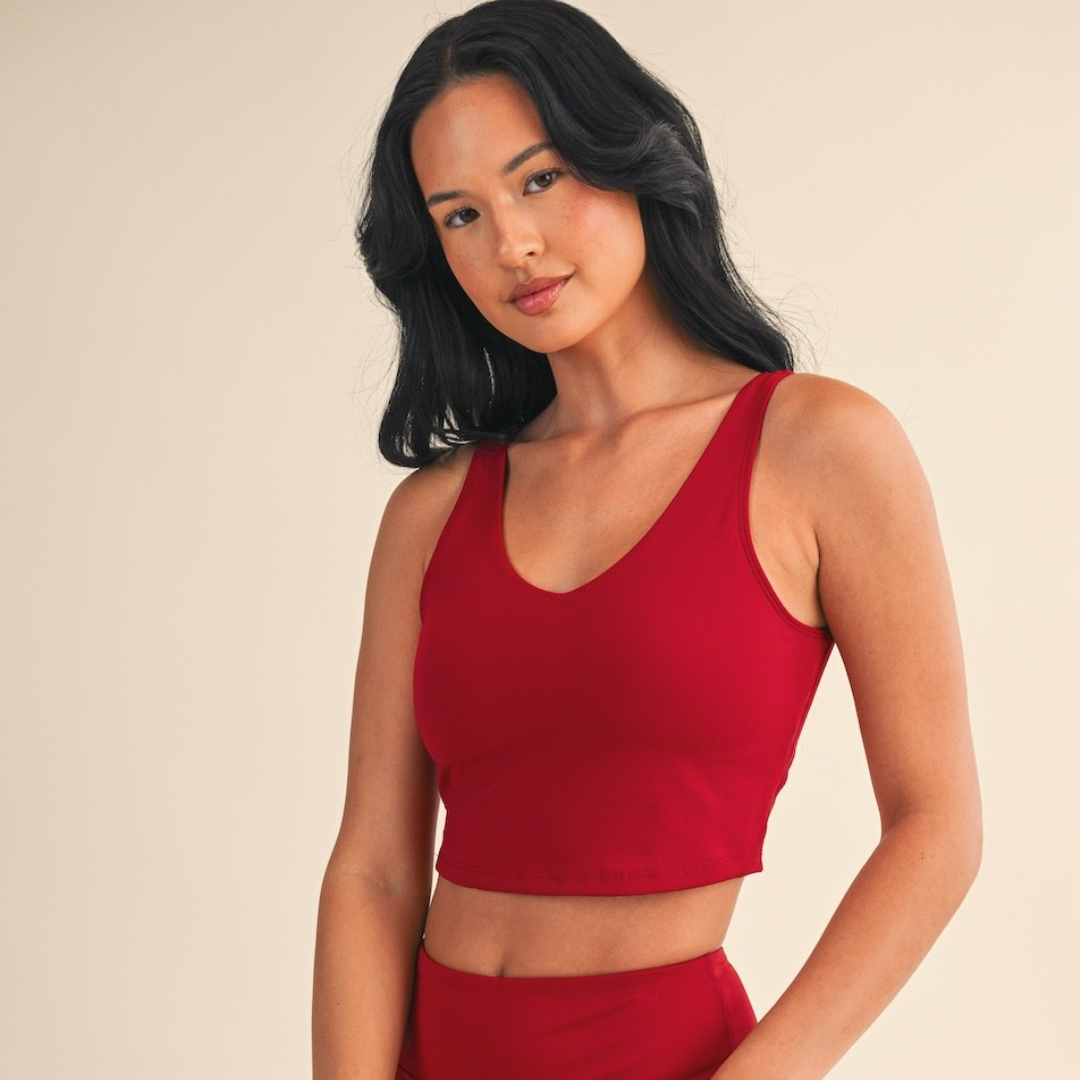 Lucinda Cropped Tank Top: Cherry