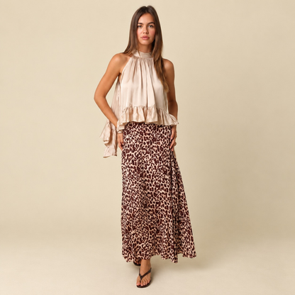 Cleo Leopard Flowy Maxi Skirt