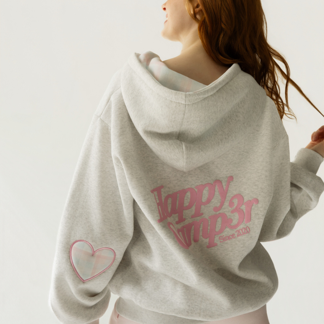 Happy Camp3r – Love Plaid Zip-Up Hoodie
