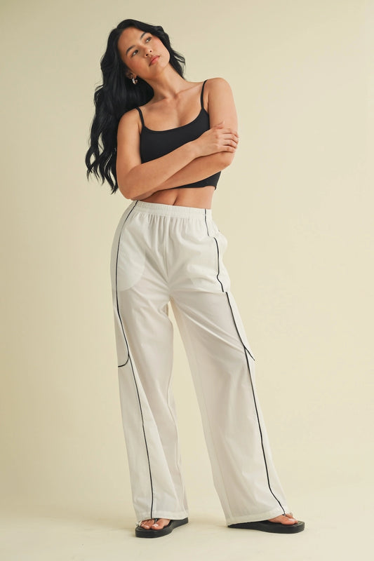 Channing Nylon Track Pants: White