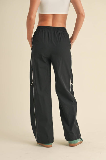 Channing Nylon Track Pants: Black