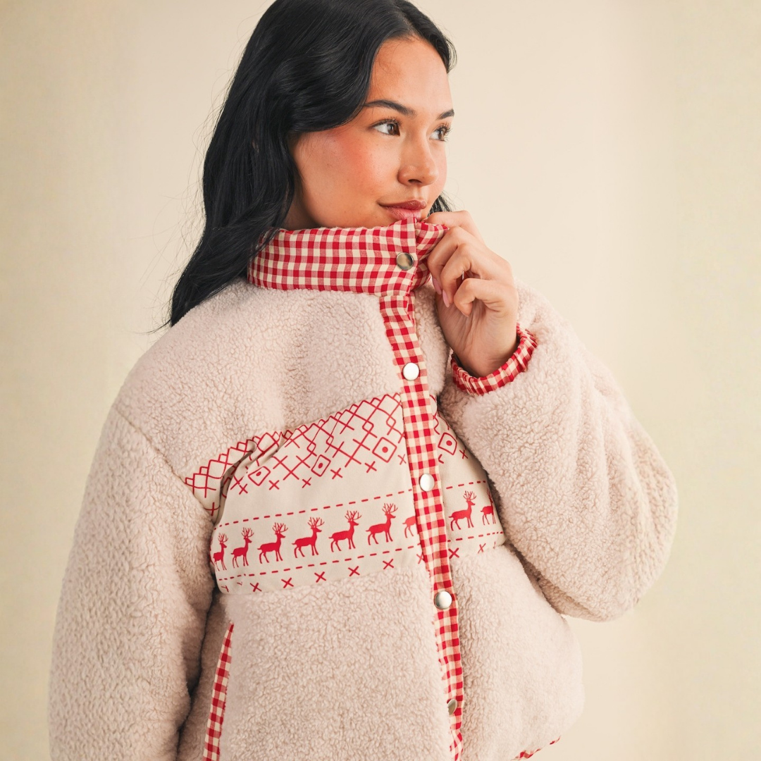 Clarice Reindeer Sherpa Jacket