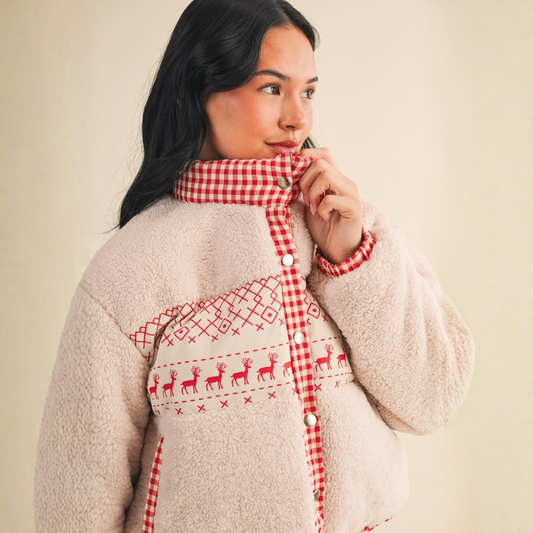 Clarice Reindeer Sherpa Jacket