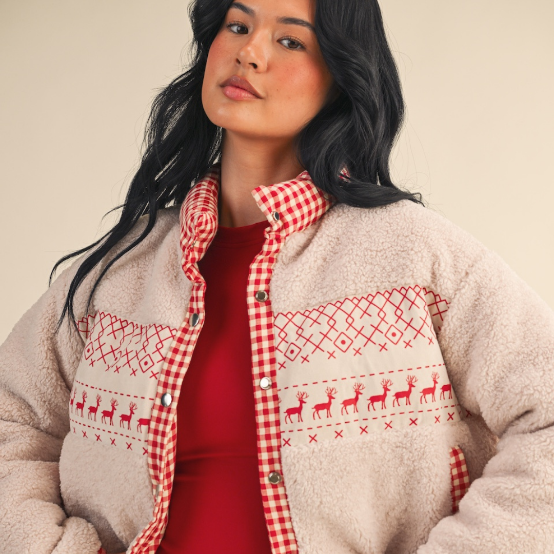 Clarice Reindeer Sherpa Jacket