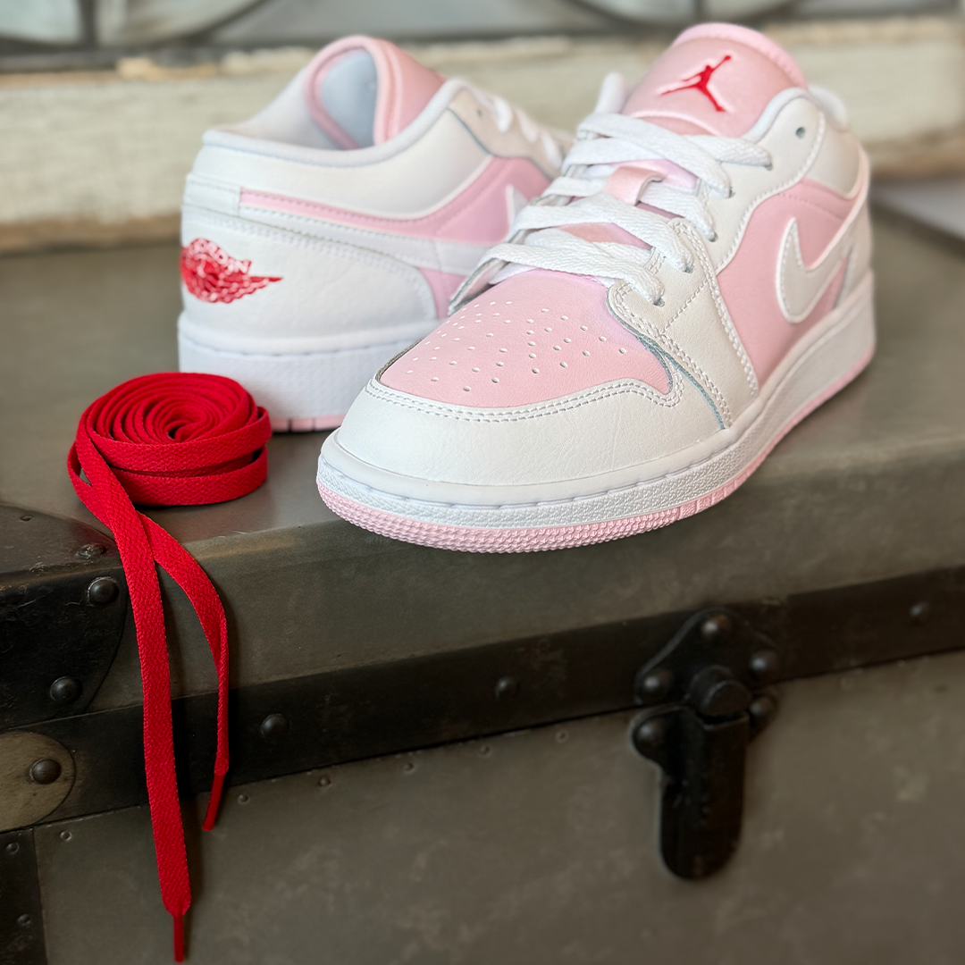 Jordan 1 Low Pink Foam Fire Red White