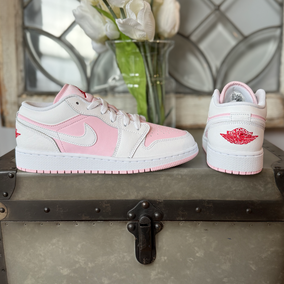 Jordan 1 Low Pink Foam Fire Red White