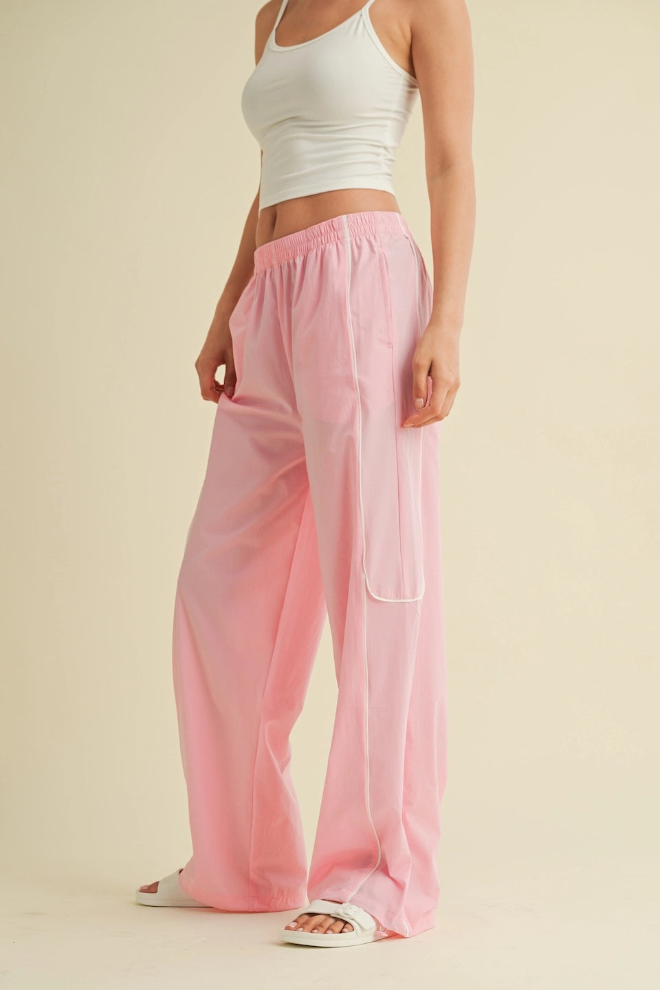Channing Nylon Track Pants: Baby Pink