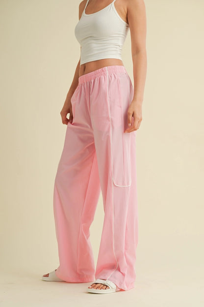 Channing Nylon Track Pants: Baby Pink