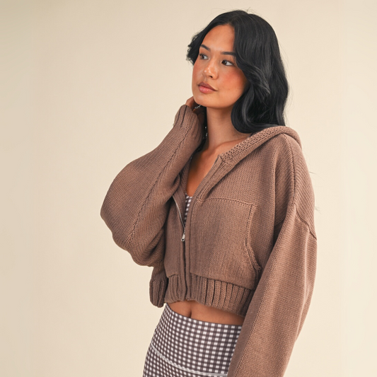 Emilia Knit Hoodie: Chocolate