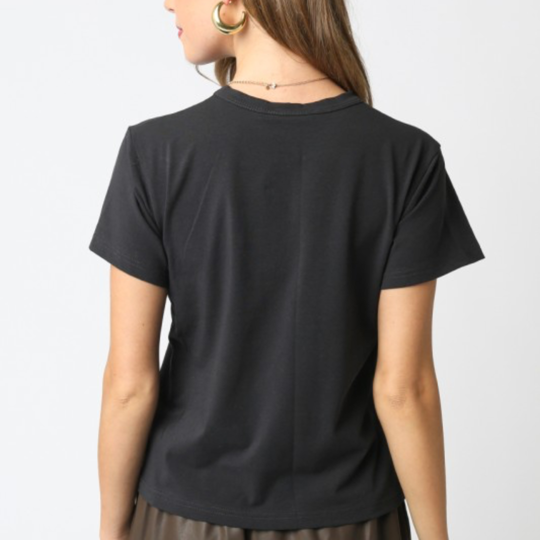Olivia Cotton Crew Tee: Midnight