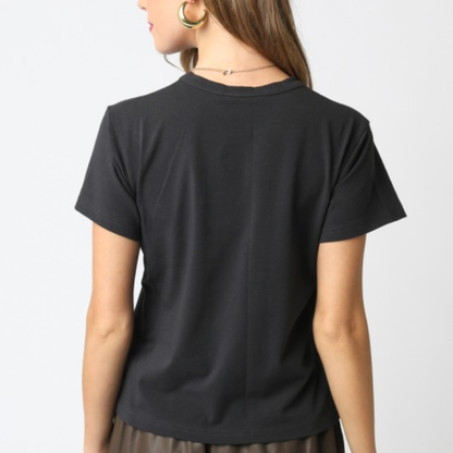 Olivia Cotton Crew Tee: Midnight