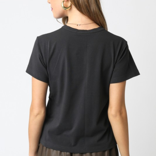 Olivia Cotton Crew Tee: Midnight