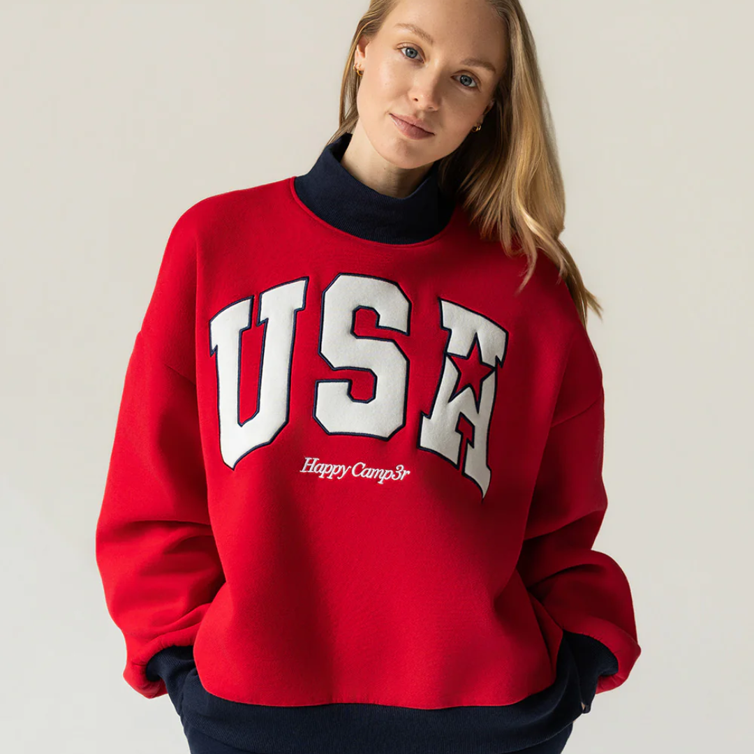 Happy Camp3r - USA Mockneck Sweatshirt