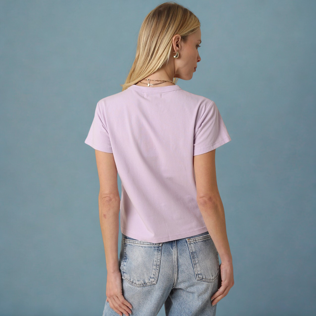 Olivia Cotton Crew Tee: Soft Lilac