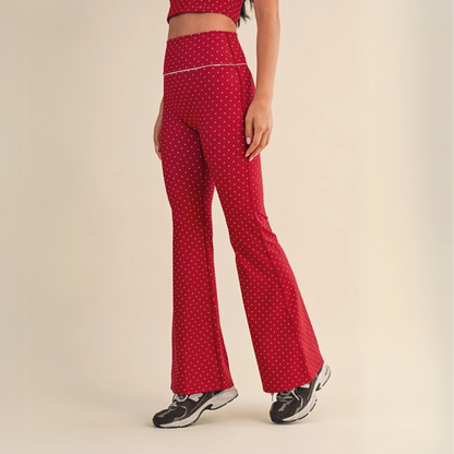 Jalen Polka Dot Yoga Pants: Cherry