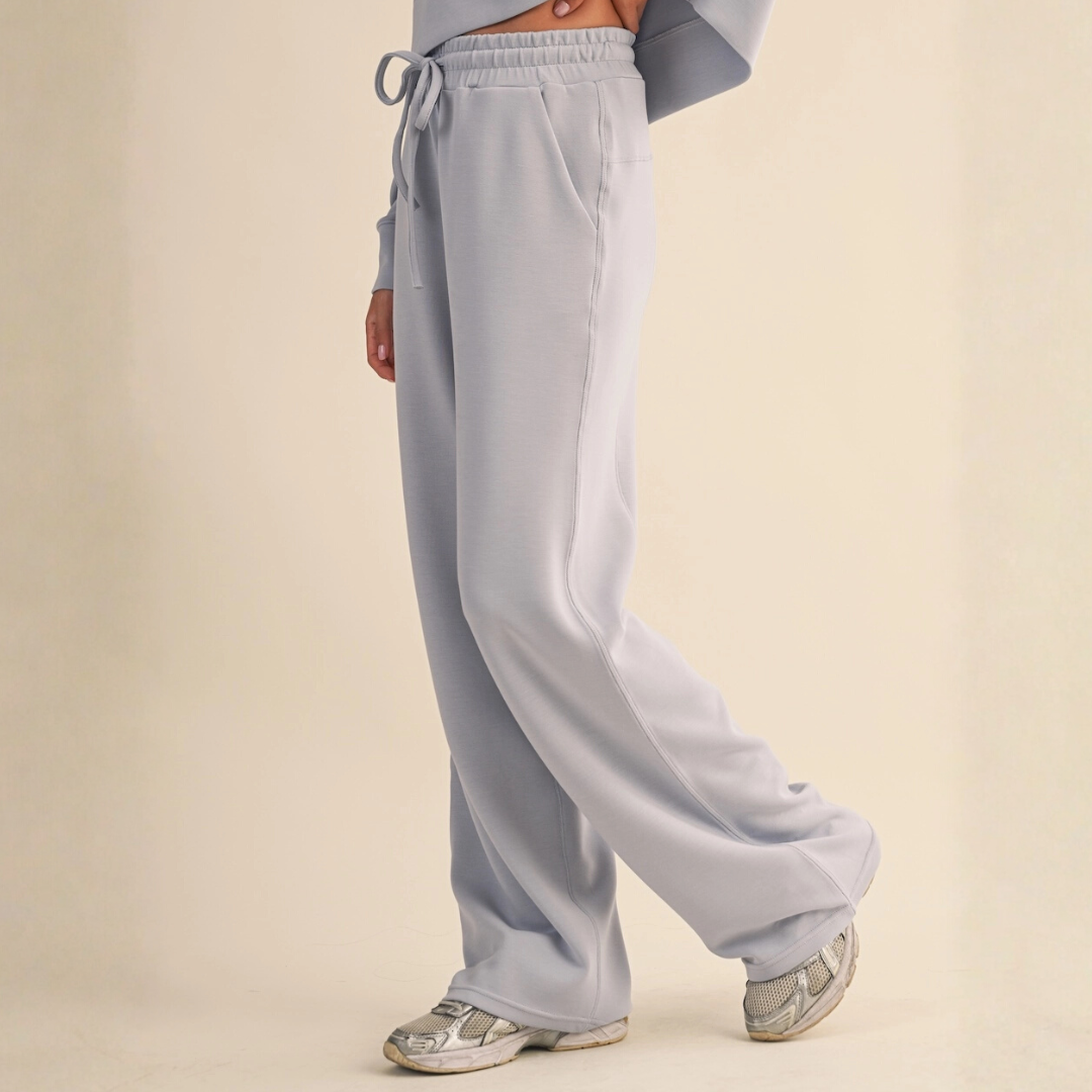 Zada Super Soft Wide Leg Sweats: Dusty Blue