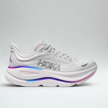Hoka One One Bondi 9 Cosmic Grey White Mesh Women's