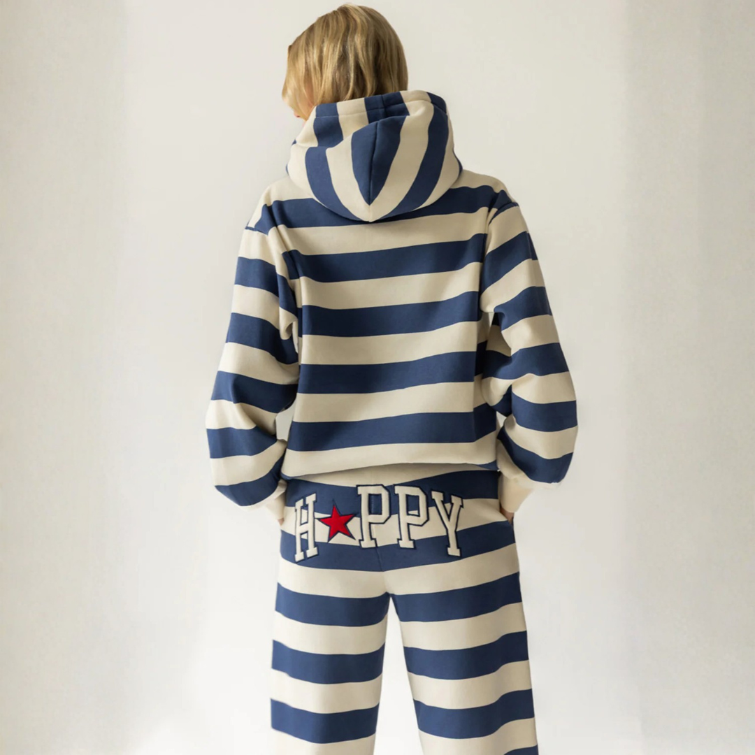 Happy Camp3r - Indigo Stripe Happy Sweatpants