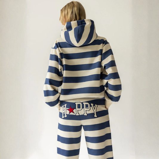 Happy Camp3r - Indigo Stripe Happy Sweatpants