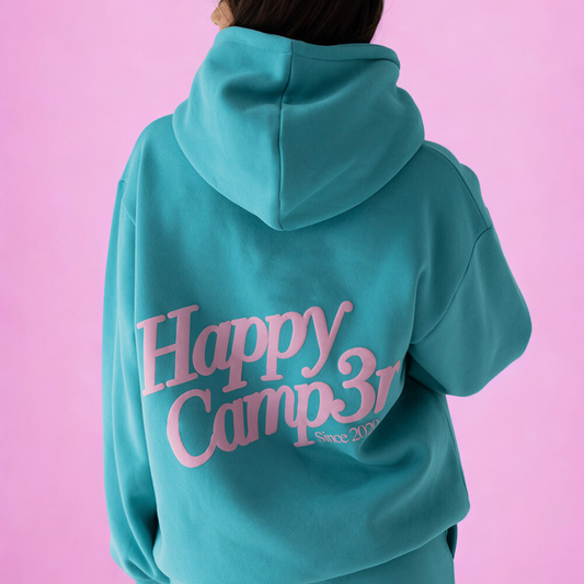 Happy Camp3r - Puff Core Hoodie: Teal Candy