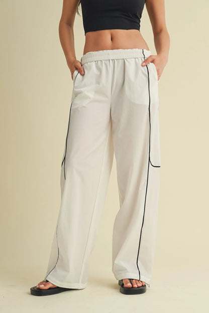 Channing Nylon Track Pants: White