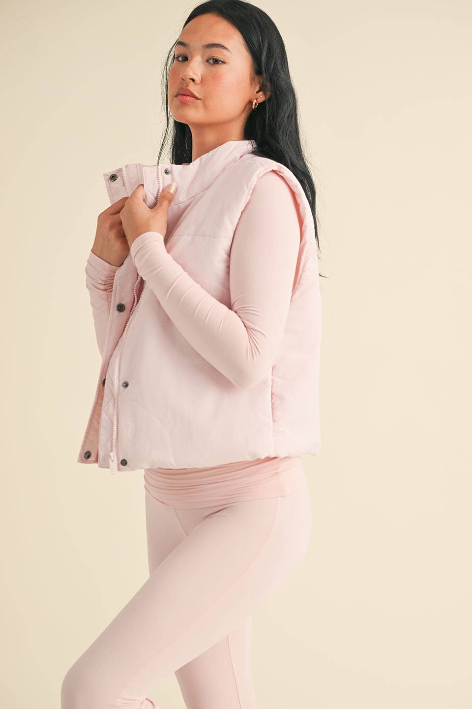 Amy Puffer Vest: Baby Pink