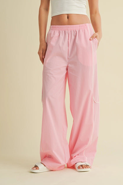Channing Nylon Track Pants: Baby Pink