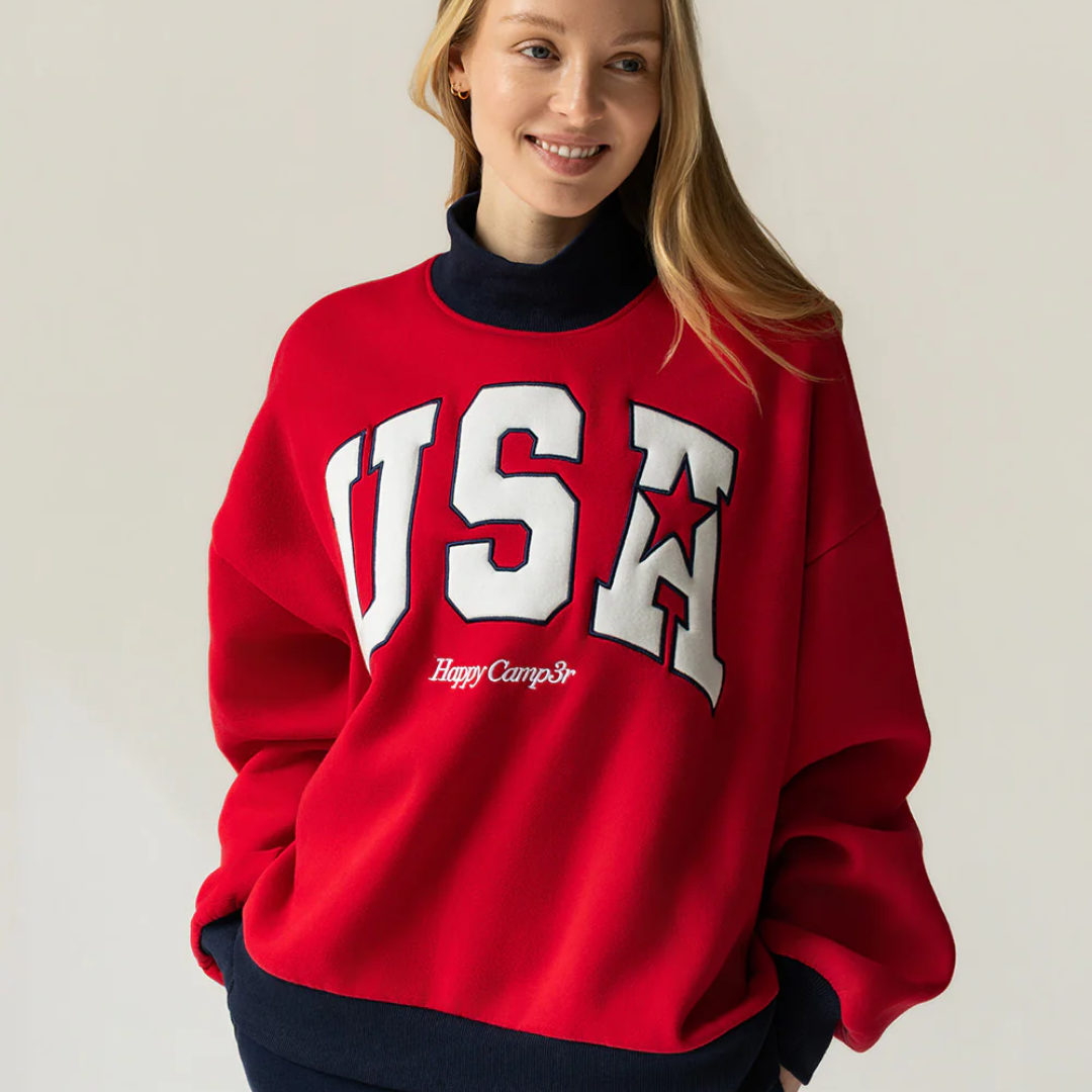 Happy Camp3r - USA Mockneck Sweatshirt