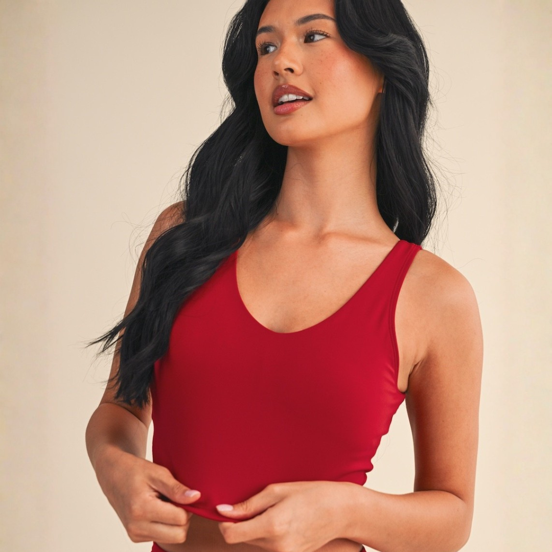 Lucinda Cropped Tank Top: Cherry