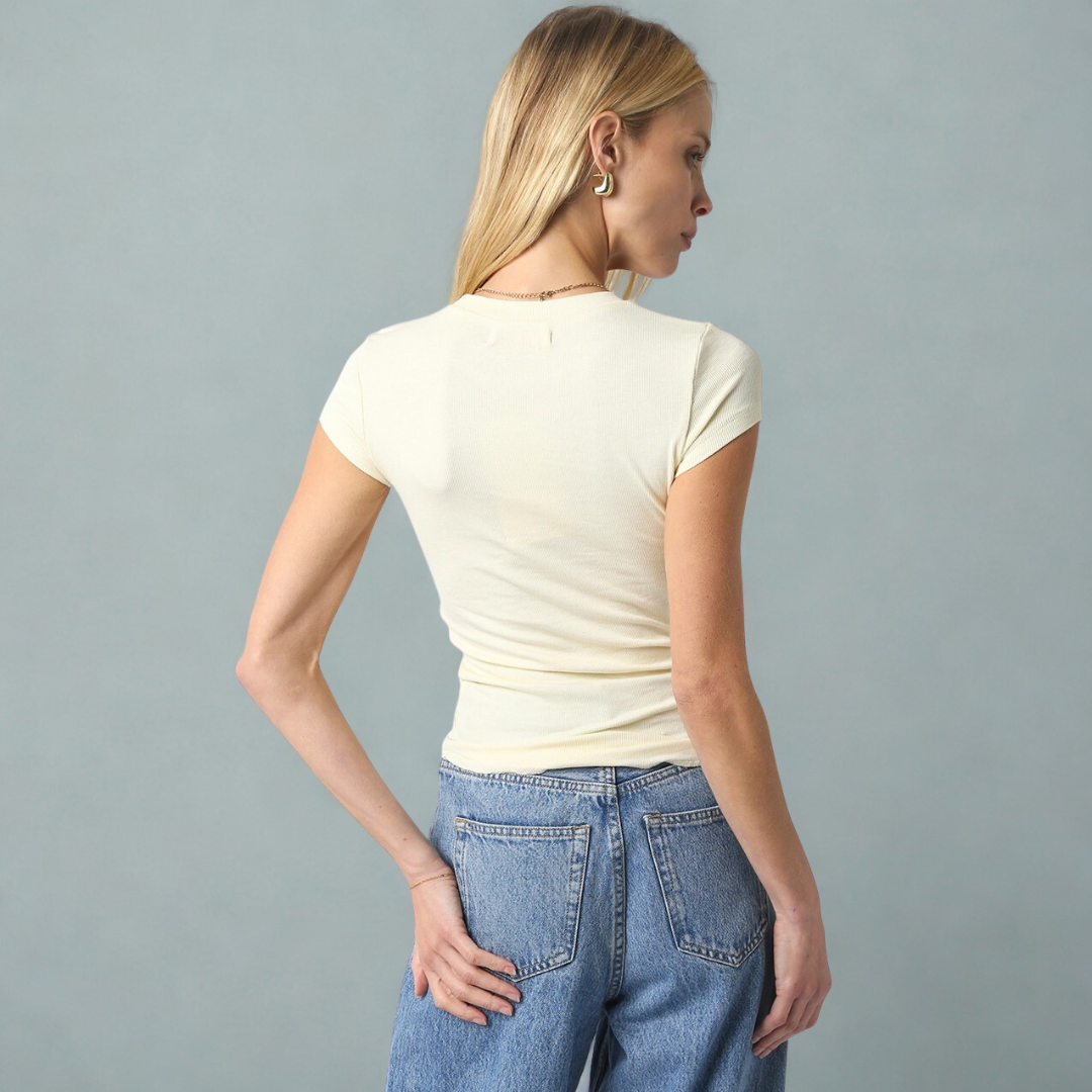 The Camille Fitted Tee: Ivory